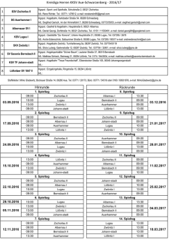 Hinrunde Kreisliga Herren KKSV Aue-Schwarzenberg