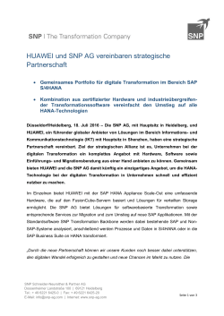 HUAWEI und SNP AG vereinbaren strategische Partnerschaft