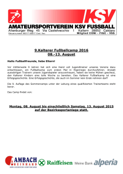 9.Kalterer Fußballcamp 2016 08.-13. August