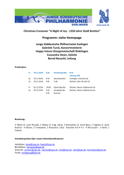 Probenplan - Junge Süddeutsche Philharmonie Esslingen