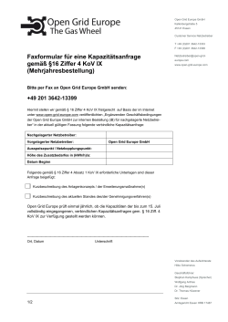 Faxformular für eine Kapazitätsanfrage gemäß §16 Ziffer 4 KoV IX