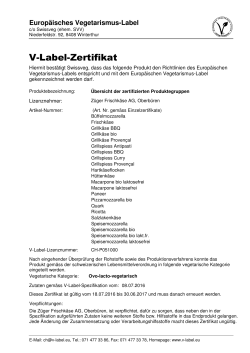 V-Label-Zertifikat - Züger Frischkäse AG