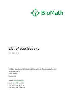 List of publications - BioMath GmbH
