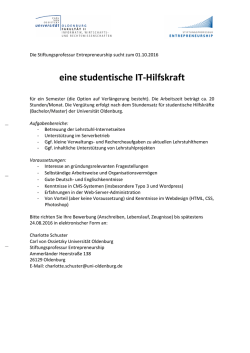 eine studentische IT-Hilfskraft - Carl von Ossietzky Universit&auml;t