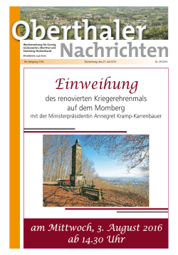 Wochenzeitung für Gronig, Güdesweiler, Oberthal und Steinberg