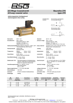 2/2-Wege Coaxialventil 2/2-way coaxial valve Baureihe 270