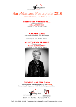HarpMasters Festspiele 2016 - Musikschule M&uuml;nchenbuchsee
