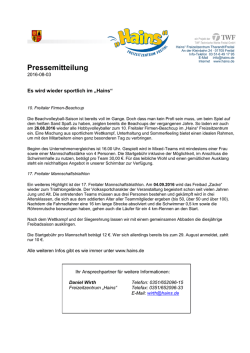 Es wird wieder sportlich im Hains