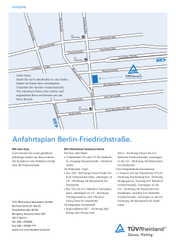Anfahrtsplan TÜV Rheinland Akademie Berlin