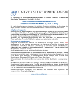 einer/eines wissenschaftlichen Mitarbeiterin/ wissenschaftlichen