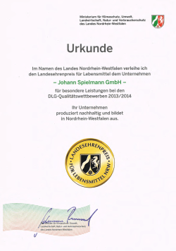 Landesehrenpreis für nachhaltige Produktion und Ausbildung