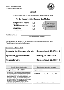 Donnerstag,d. 28.07.2016 Sp&auml;tester Anmeldetermin