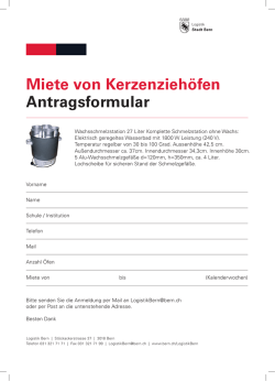Miete von Kerzenziehöfen Antragsformular