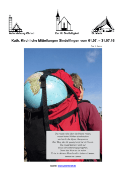 Dreifaltigkeit - Informationen August / September 2016