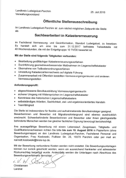 2016-07-26 Öffentliche Stellenausschreibung Sachbearbeiter