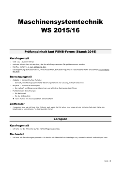 Maschinensystemtechnik WS 2015/16 - FSMB