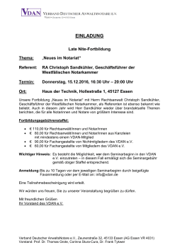 Fortbildung in Essen - Verband Deutscher Anwaltsnotare eV