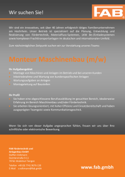 Monteur Maschinenbau (m/w) - FAB GmbH Fördertechnik und