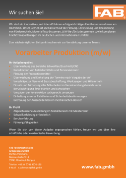 Vorarbeiter Produktion (m/w) - FAB GmbH Fördertechnik und