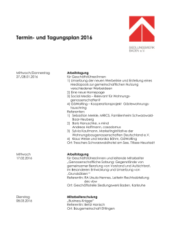 Jahresprogramm 2016 - Siedlungswerk Baden eV