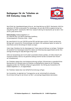 Teilnahmebedingungen für das ECE Eishockey Camp