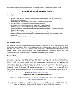 Instandhaltungsingenieur (m/w)