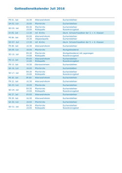 Gottesdienstkalender Juli 2016