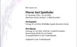 Pfarrer Karl Spielhofer - Kath. Pfarrei Einsiedeln