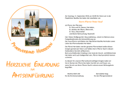 Herzliche Einladung Amtseinf&uuml;hrung