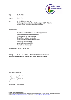 Tag : 17.09.2016 Beginn: 10.00 Uhr Ort: im Fortbildungsraum der