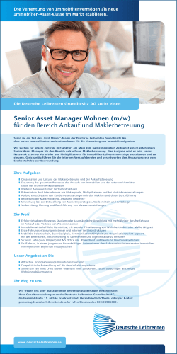 Senior Asset Manager Wohnen (m/w) für den Bereich - IZ-Jobs