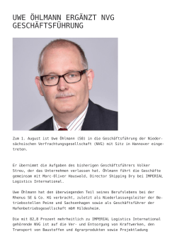 Uwe Öhlmann ergänzt NVG Geschäftsführung