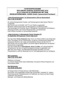 Fahrtenprogramm 2016 - Kneipp Verein Quierschied eV