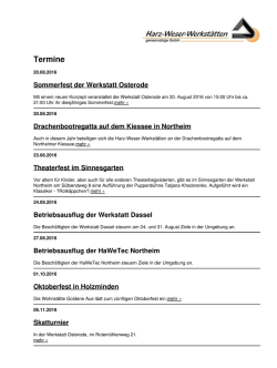Harz-Weser-Werkst&auml;tten: Termine