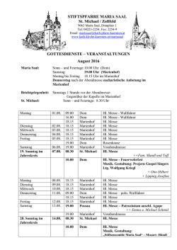 Gottesdienstordnung August 2016