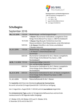 Schulbeginn 2016  - BG/BRG Perchtoldsdorf
