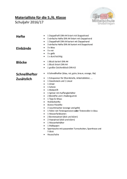 Schulbedarfsliste 5. und 6. Klasse im Schuljahr 2016/17