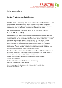 Leiter/in Sekretariat (30%)