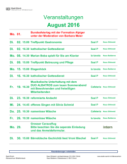 Veranstaltungskalender August 2016
