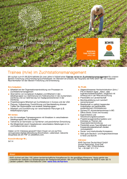 KWS SAAT SE - Trainee (m/w) im Zuchtstationsmanagement
