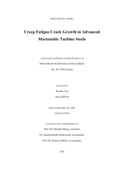 Creep Fatigue Crack Growth in Advanced - ETH E