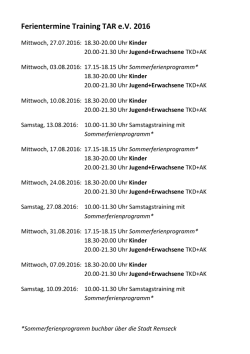 Ferientermine Training TAR