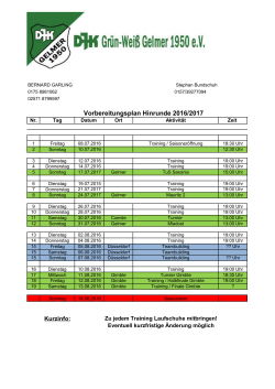Vorbereitung Hinrunde 2016-2017