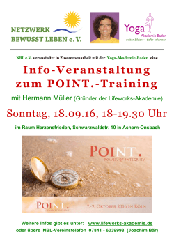 Info-Veranstaltung zum POINT.-Training Sonntag, 18.09.16, 18