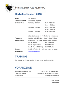 Herbstschiessen 2016 TRAINING VORANZEIGE