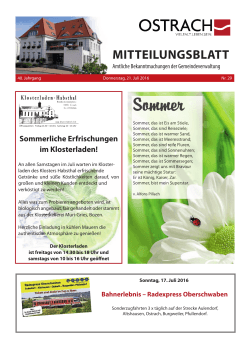 Mitteilungsblatt Woche 29 - bei der Gemeinde Ostrach
