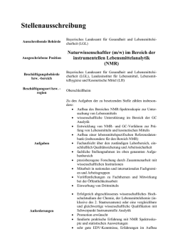 Stellenausschreibung: Naturwissenschaftler (m/w) im Bereich der