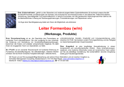 Leiter Formenbau (w/m) - Die Schneider Management Consulting