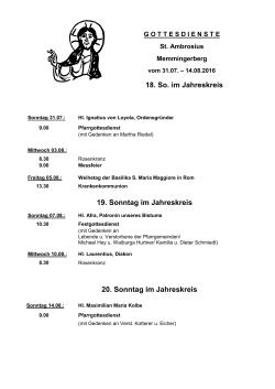 18. So. im Jahreskreis 19. Sonntag im