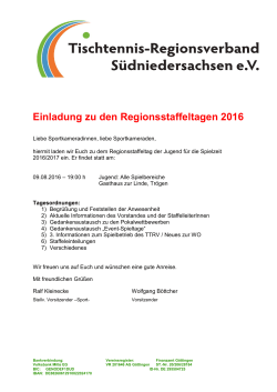 Einladung zu den Regionsstaffeltagen 2016